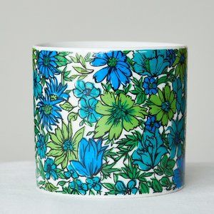 Vintage 1966 HOLT HOWARD Floral Canister Planter 3.75” Blue Green Mid Century